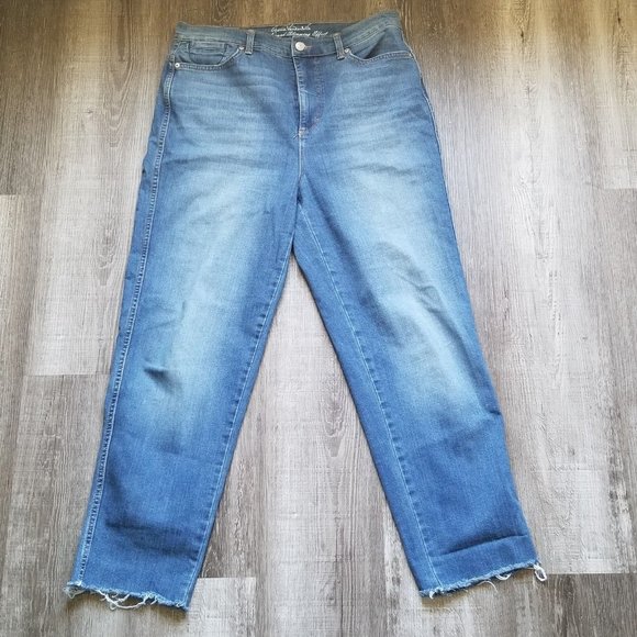 Gloria Vanderbilt Jeans Women Size 8 Super High Rise Drifter Denim Pants Frayed - Picture 1 of 12